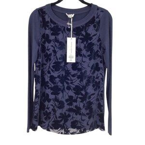 Per Se by Carlisle Velvet Burnout Floral Sheer Front Silk Blend Top Size 0 NWT